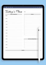 Daily planner with hourly schedule & to-do list – military time format 6