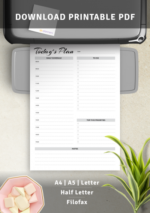 Daily planner with hourly schedule & to-do list – military time format 3