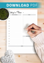 Daily planner with hourly schedule & to-do list – military time format 2