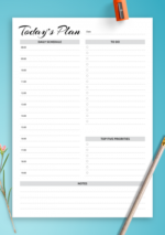 Daily planner with hourly schedule & to-do list – military time format 1
