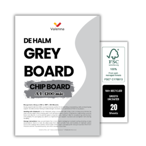 Grey Chipboard Sheets 1200mic – Notebook Covers Backing Board, 100% Recycled De Halm Card for Packaging, Crafts, and Scrapbooking (1)