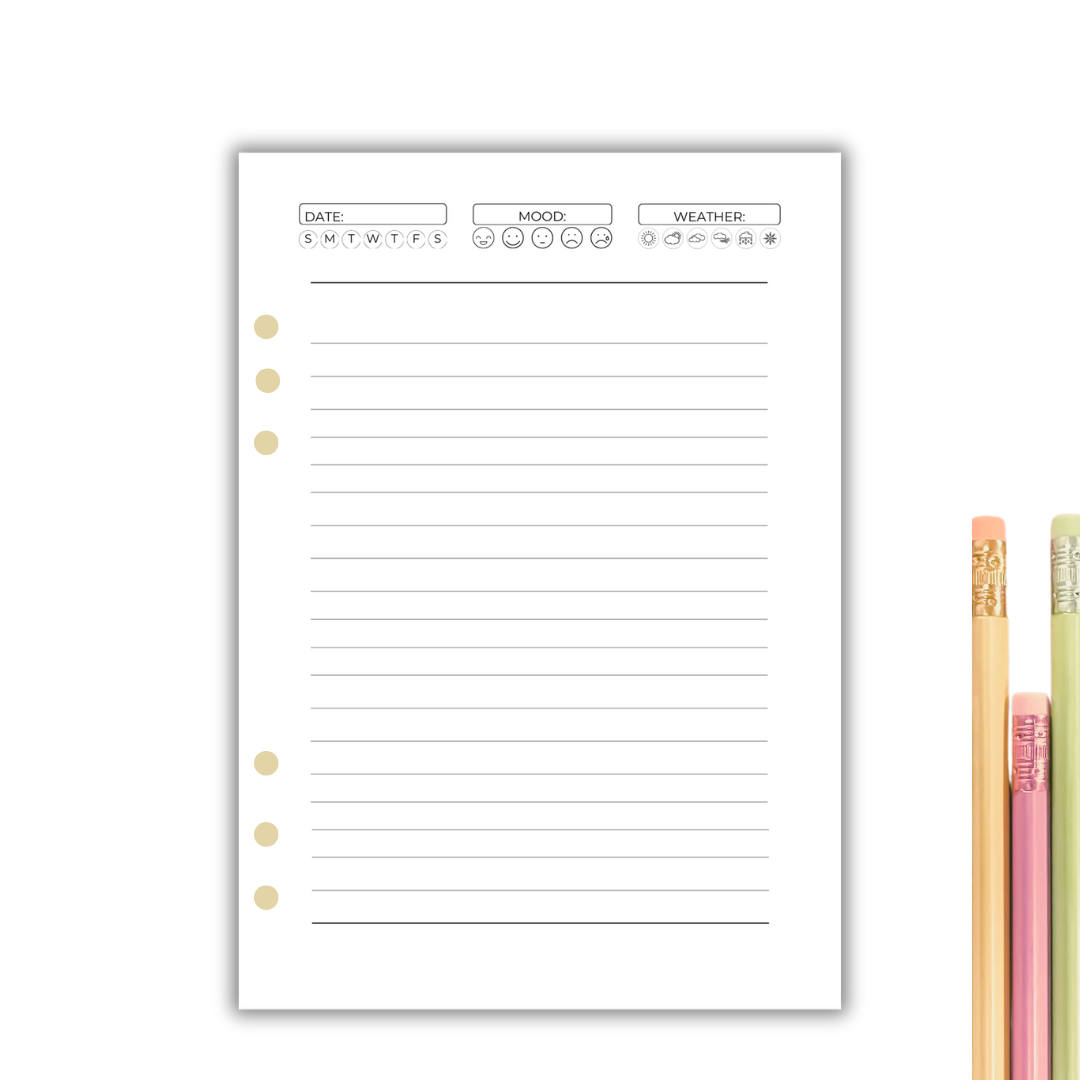 Refill Paper Notes Refill Paper Notepaper Planner for 6 Hole Refillable Notebook Binder ...