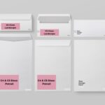 Step by step guide on preparing designs for custom printed bookmarks and envelopes showcasing size and layout specifications