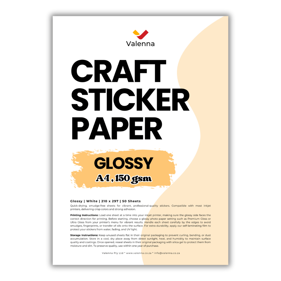 Glossy Sticker Paper 150gsm – 50 Pack Self Adhesive Photo Paper for ...