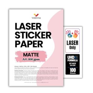 Laser Printer Sticker Paper A4 100 Sheets Matte White Full Sheet 1 Up Adhesive Labels Sticker Paper For Lase B0GQ5JXW2H